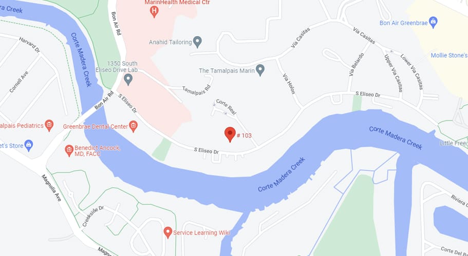California Advanced Aesthetics location Map showing California Advanced Aesthetics in Greenbrae